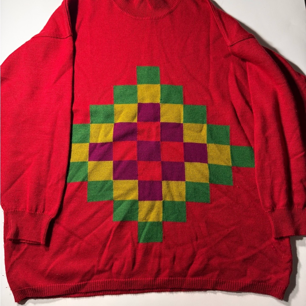 Rodier Red Geometric Pattern Sweater